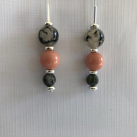 Grey and Blushing Pink Earrings