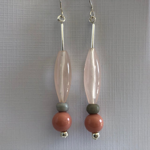 Dusty Pink and Grey Earrings