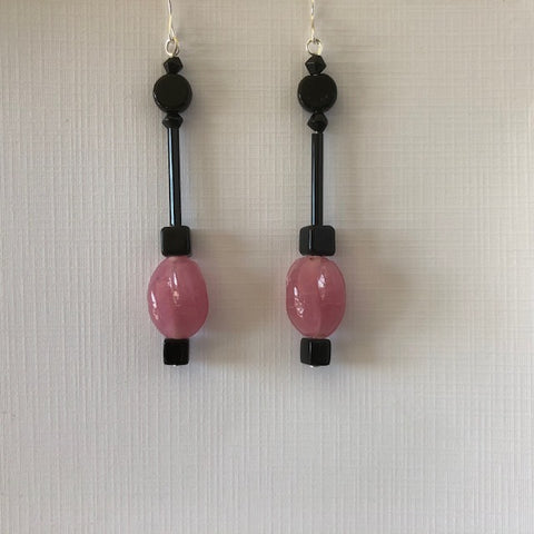 Dusty Pink Glass Earrings