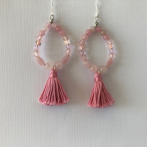 Pink Tassel Earrings - 2