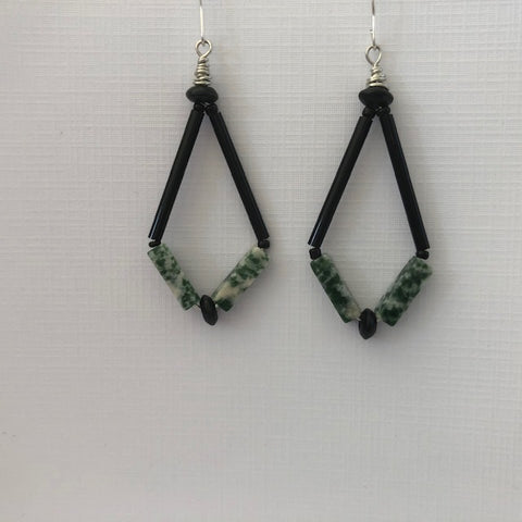 Emerald Green Diamond Shaped Earrings