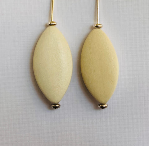 Cream Wood Earrings