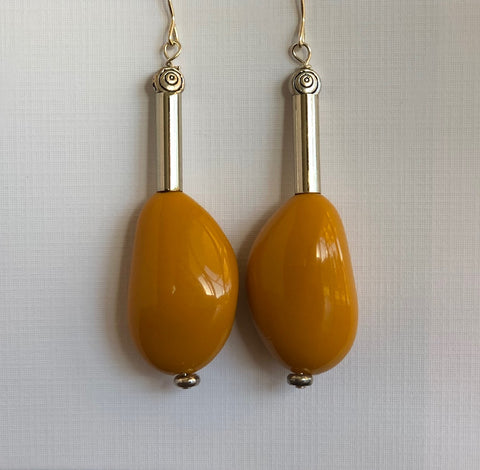 Mustard and Silver Earrings